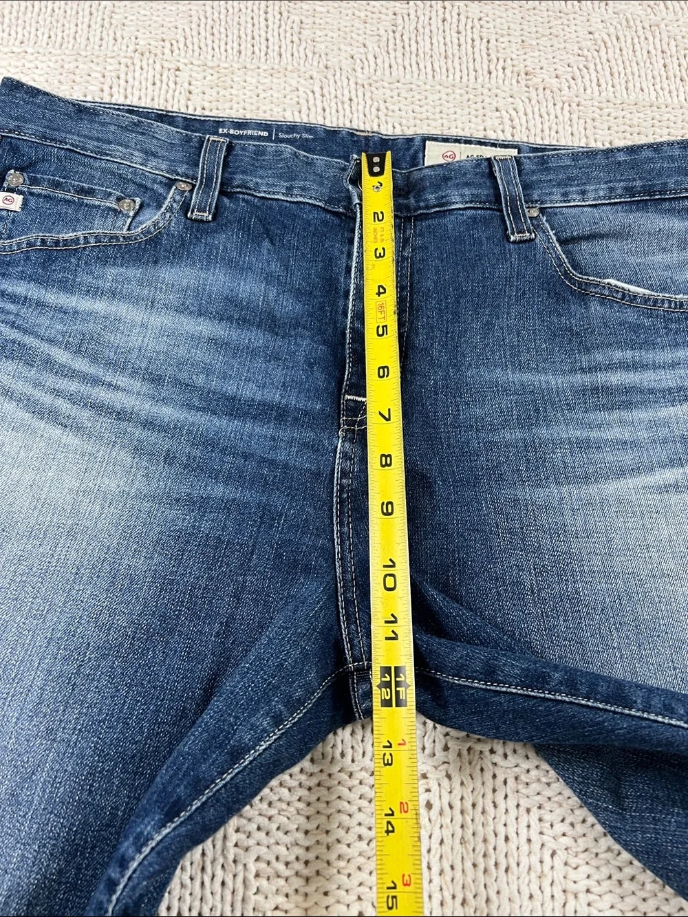 Ag Adriano Goldschmied Women's Blue Washed Ex-Boyfriend Jeans